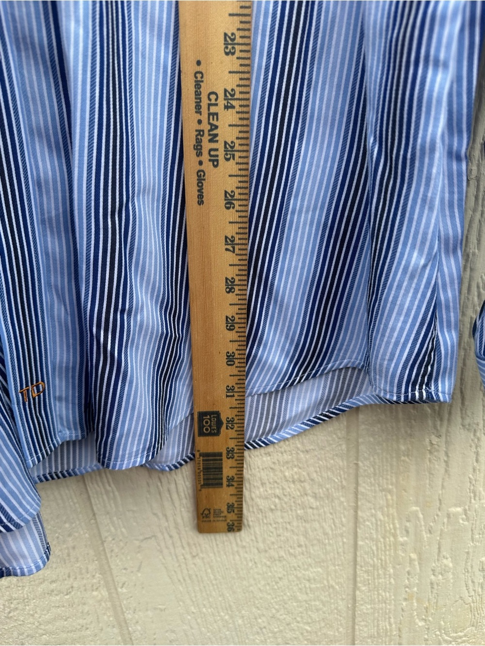 Thomas Dean Men’s XL Blue White Striped Dress Shirt 100% Pima Cotton - Picture 10 of 11